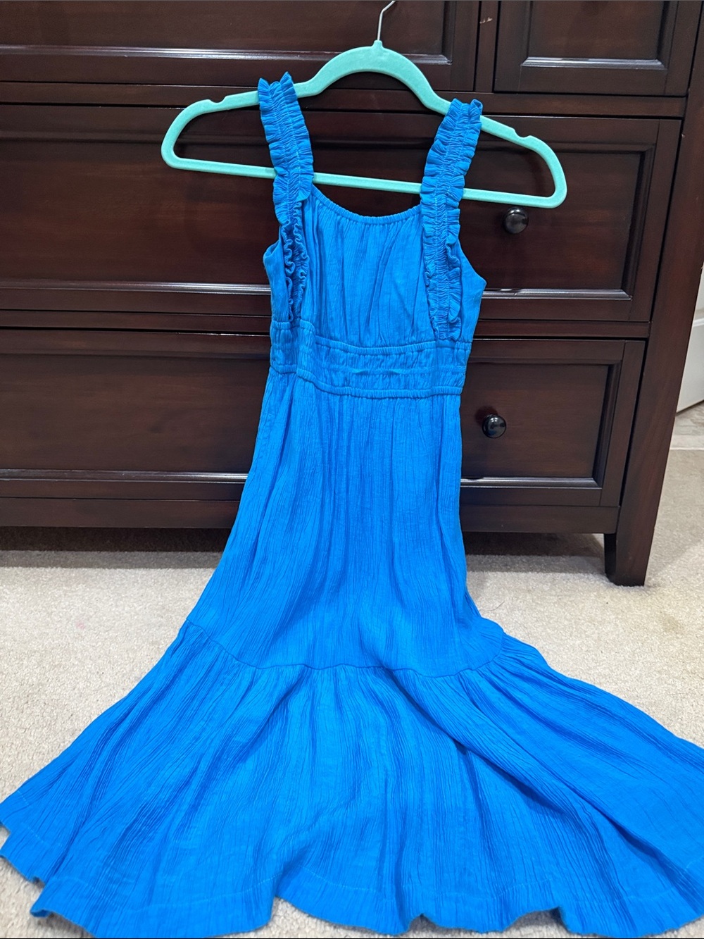 abercrombie kids Bright Blue Ruffled Strap Maxi Dress